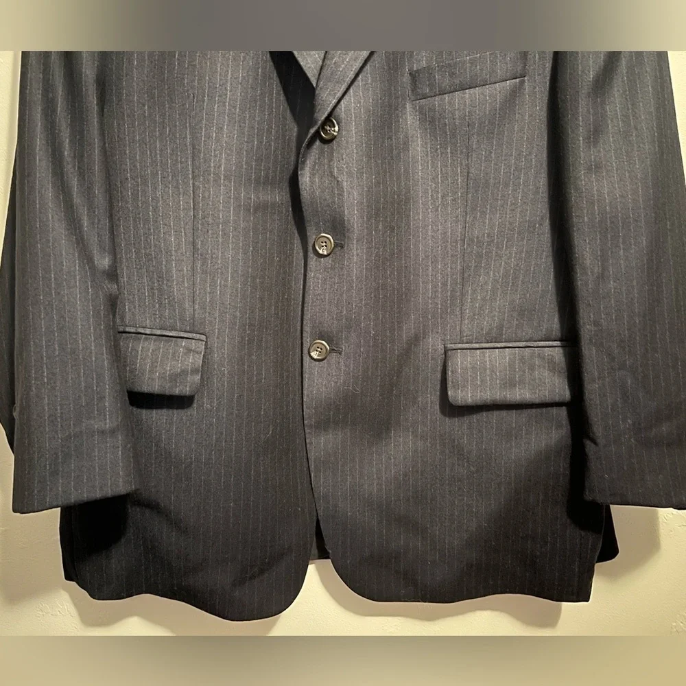 Lauren Ralph Lauren Classic Black Pinstripe Men's Blazer Wool/Cashmere Blend 46S
